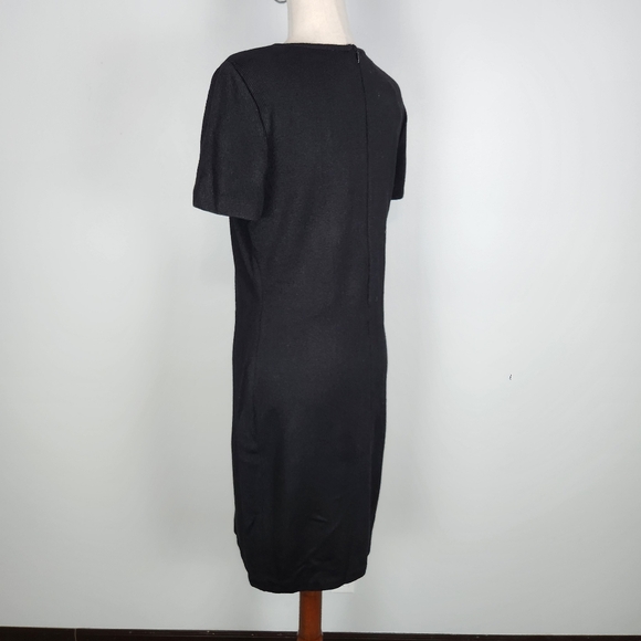 St. John Collection Black/Caviar Knit Cap Sleeve Sheath Dress Size 10 - Picture 6 of 15